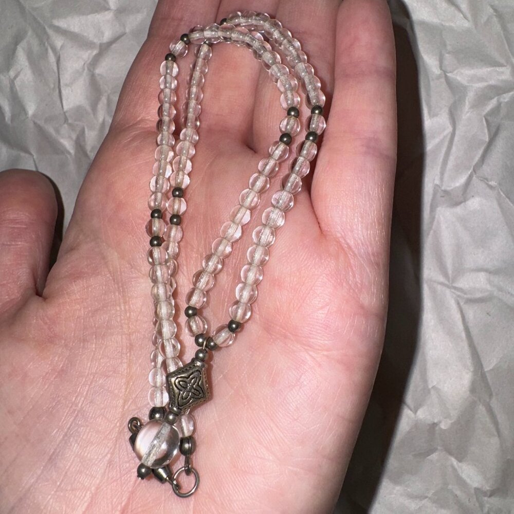 15" Clear and Silver Beaded Necklace